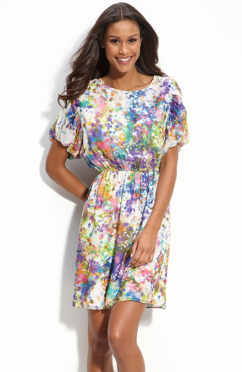 ECI Floral Print Chiffon Dress, Main, color,