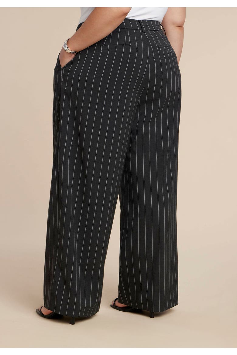 Wide Leg Pinstripe Trouser, Alternate, color, GREY AND WHITE