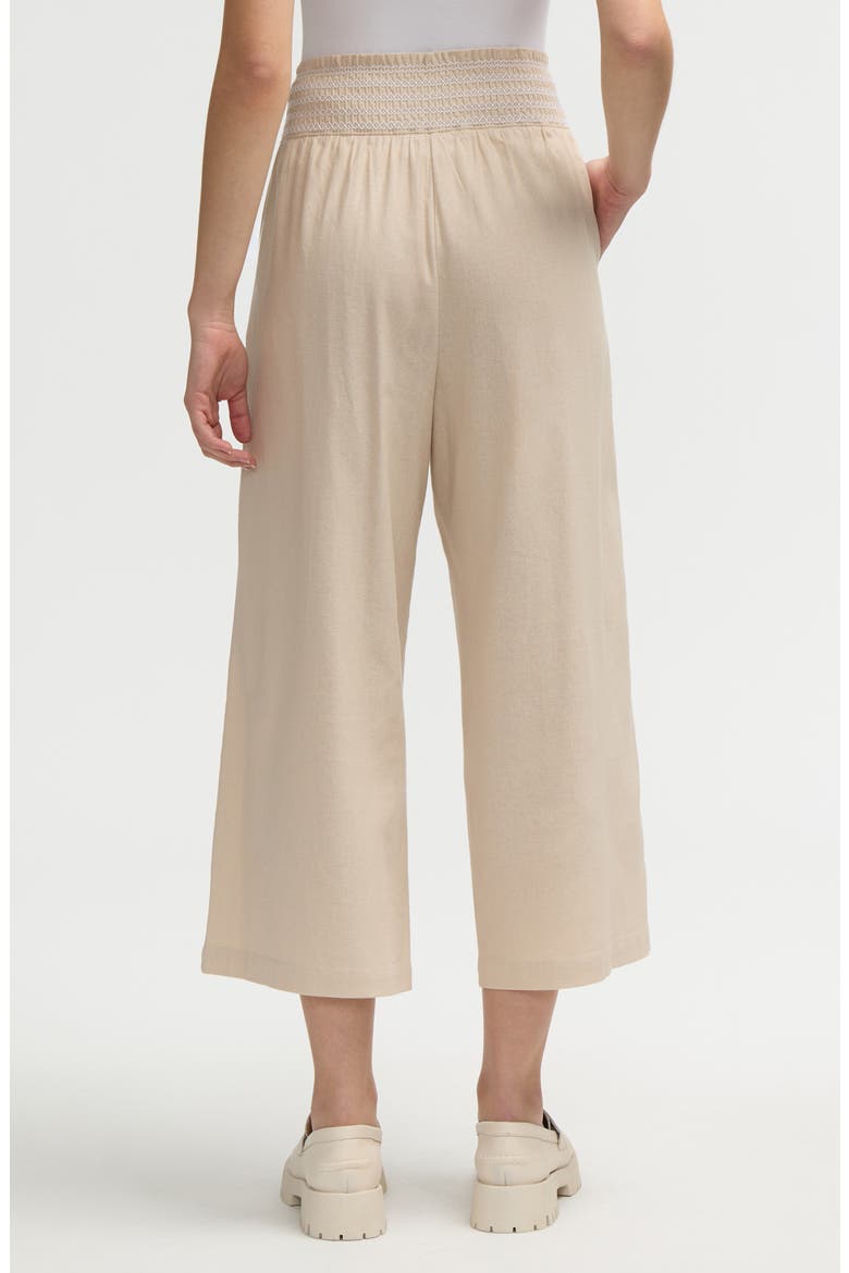 Smocked Waist Cropped Pants, Alternate, color, NATURAL
