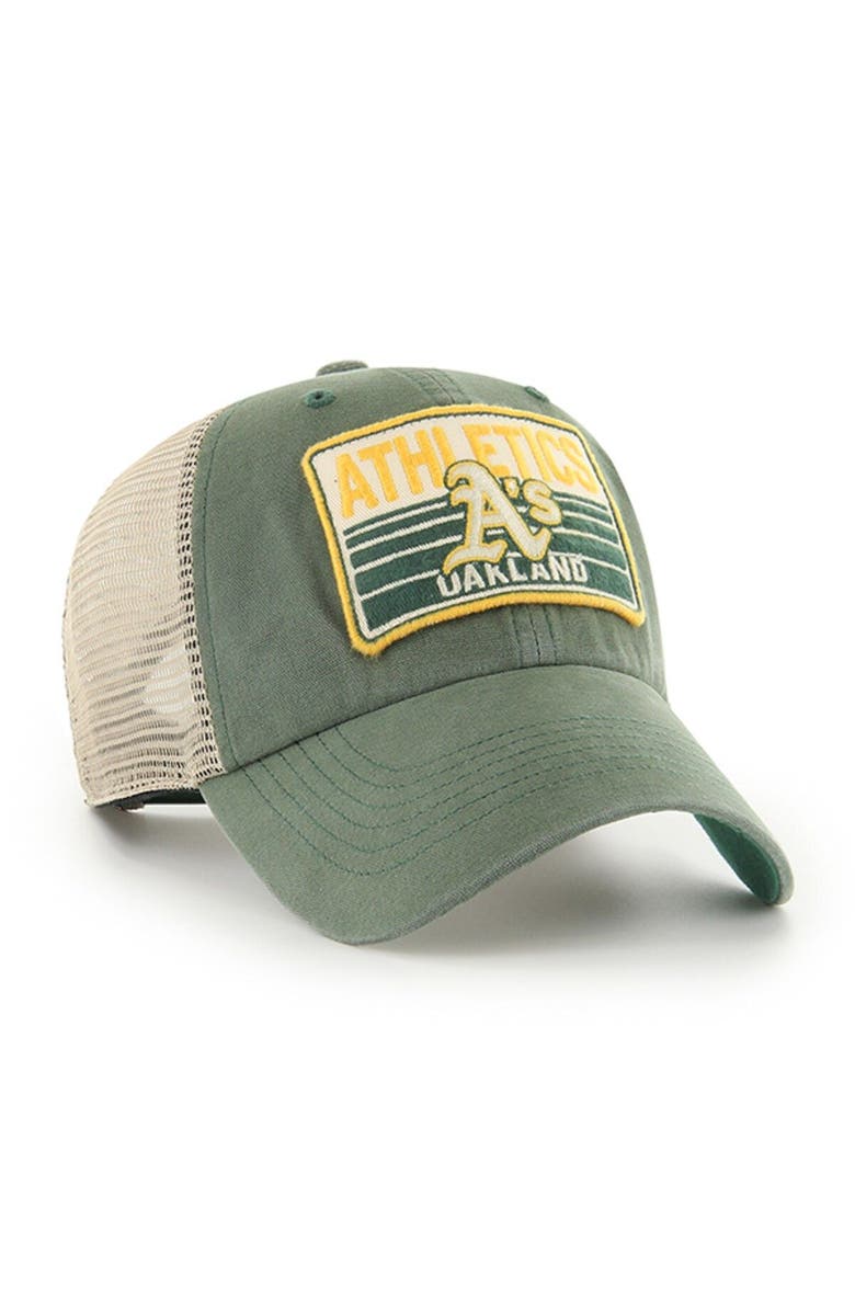'47 Men's '47 Green Oakland Athletics Four Stroke Clean Up Trucker Snapback Hat, Alternate, color,