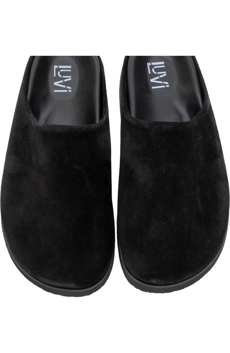 Forever & Always Shoes Space Suede Leather Slide Sandal, Alternate, color, Black Leather