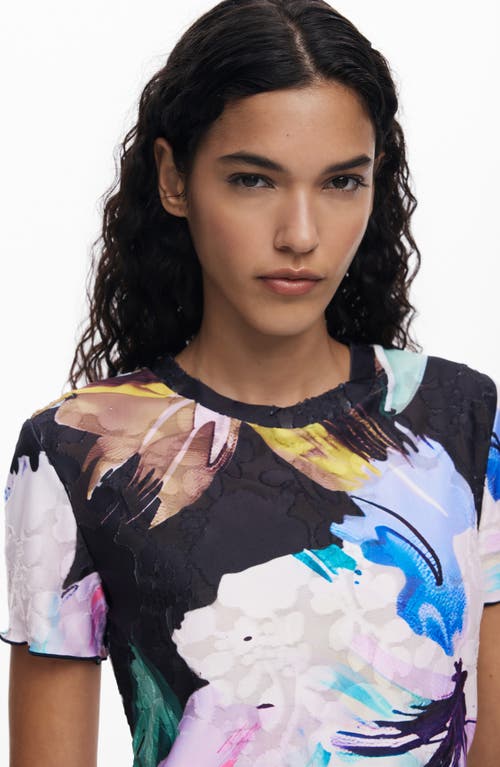 Desigual Texture Floral Top In Multi