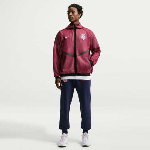 Men's Nike Red USMNT 2026 Anthem Mesh Dri-FIT Full-Zip Hooded Jacket