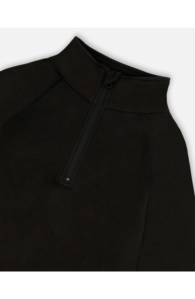 Deux par Deux Kids Gender Inclusive Two-Piece Thermal Underwear Set, Alternate, color, Black