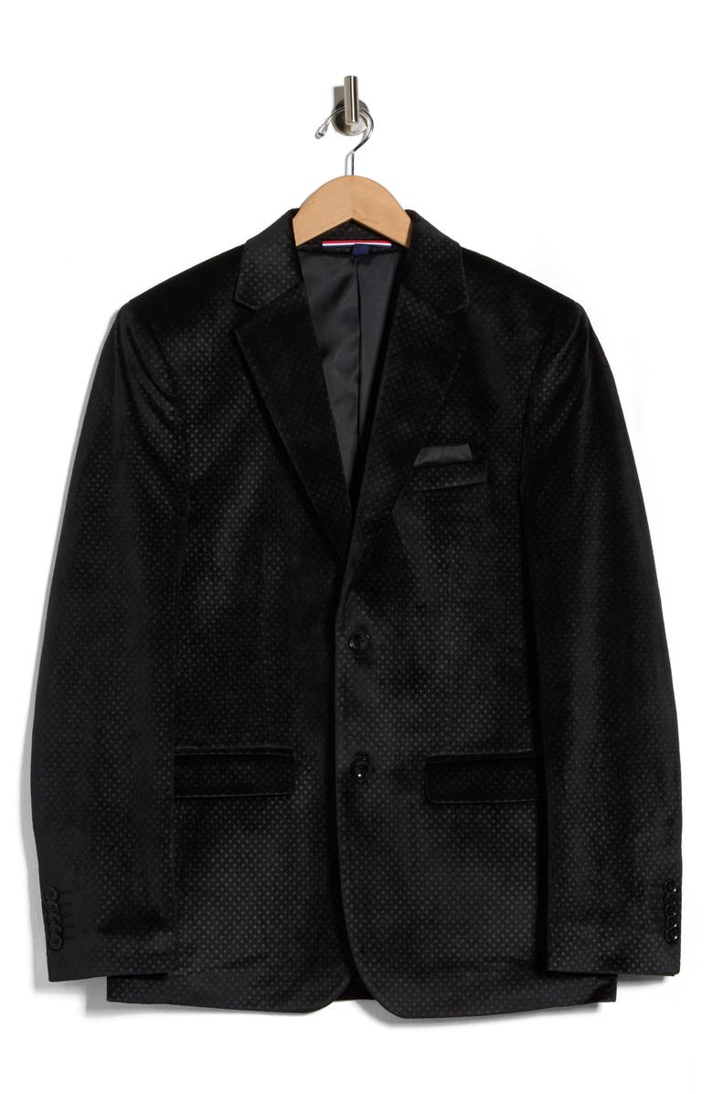 SOUL OF LONDON Velvet Textured Sport Coat, Main, color, Black/ Noir
