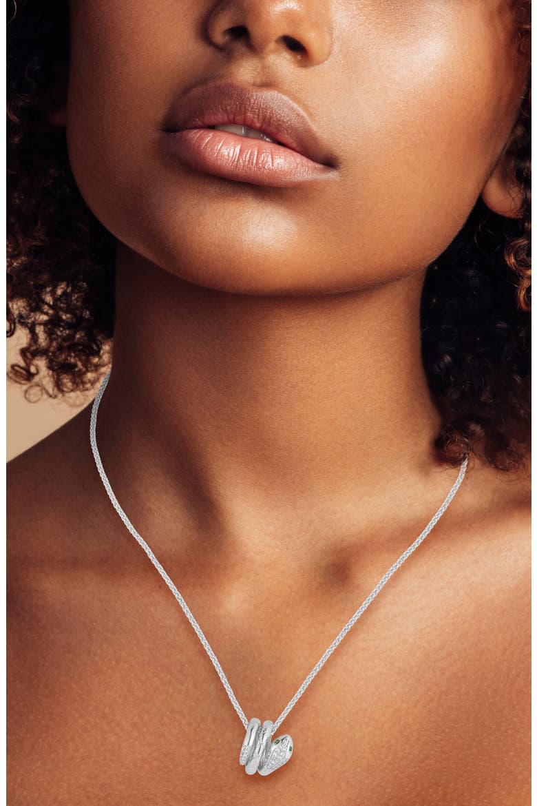 Coiled Snake Pendant Necklace, Alternate, color, SILVER