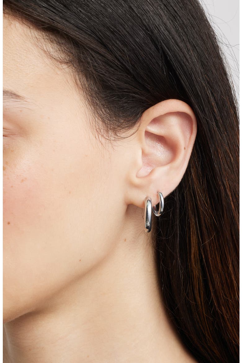 Set of 2 Waterproof Multisize Hoop Earrings, Alternate, color, SILVER