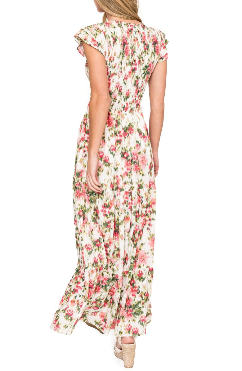 GIBSONLOOK Floral Smocked Maxi Dress, Alternate, color, 