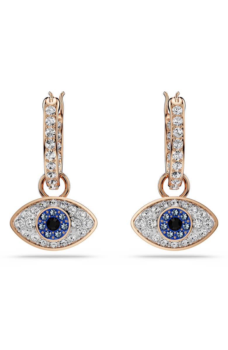 Swarovski Symbolica Drop Hoop Earrings, Alternate, color, Rose Gold/ Multi