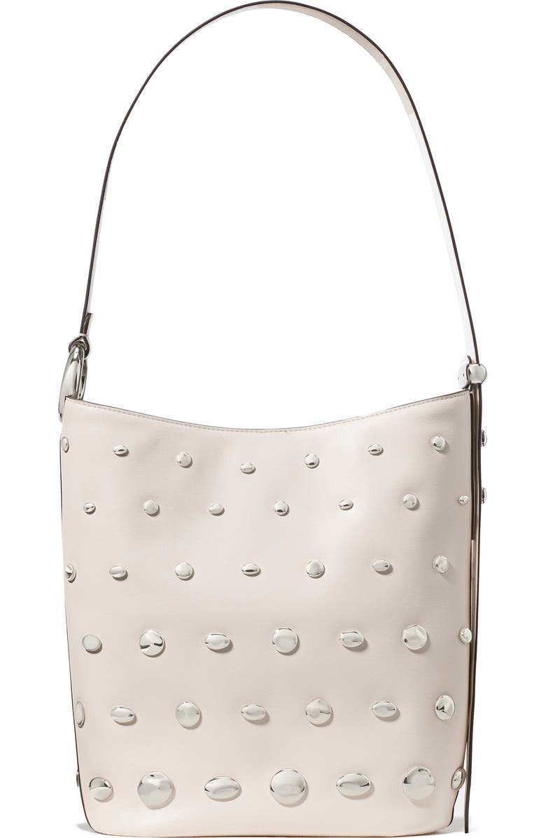 Kate Spade New York halo stud fine grain leather bucket bag, Main, color, Cream.