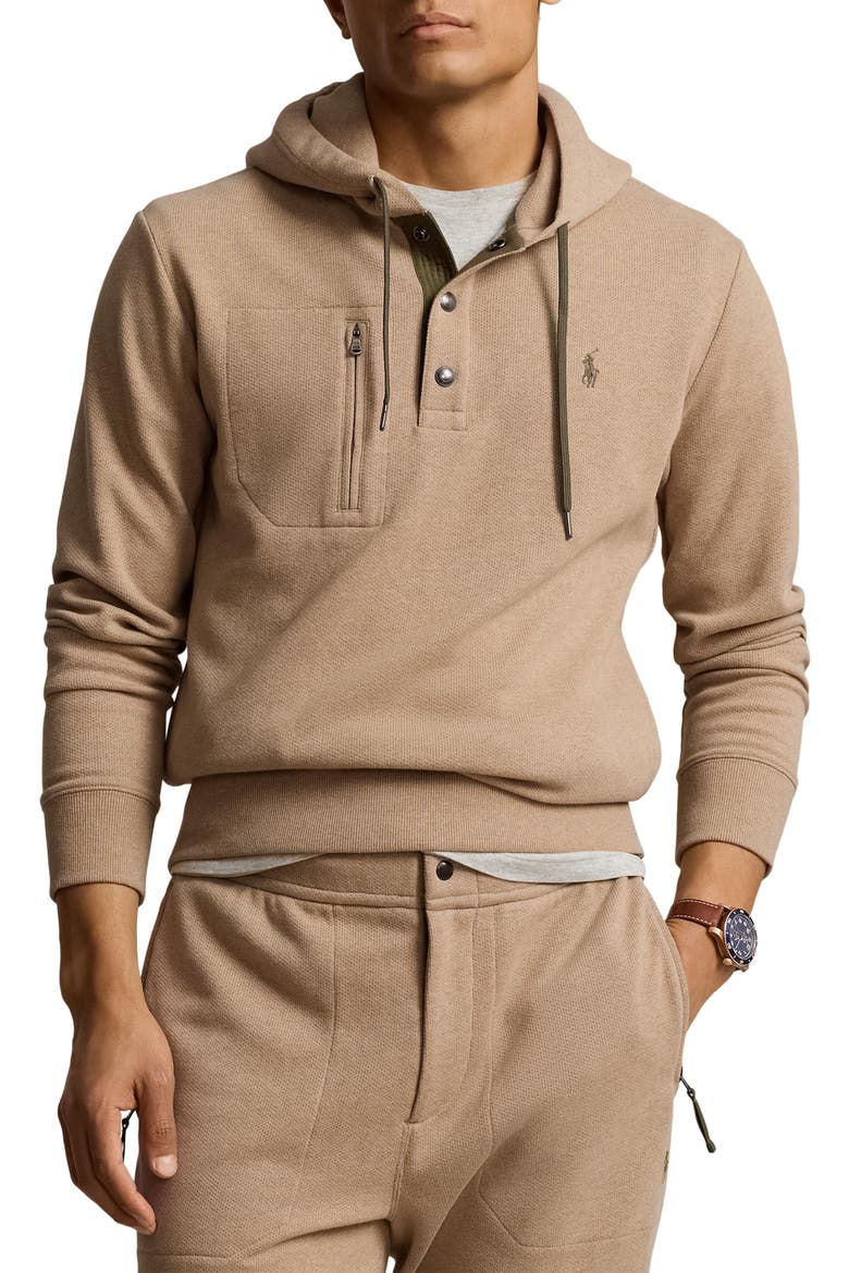 Expedition Terry Henley Hoodie, Main, color, WARM BROWN HEATHER