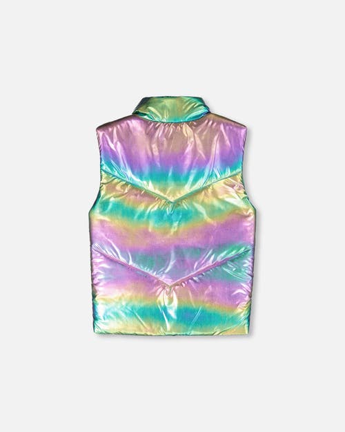Deux Par Deux Quilted Mid-season Sleeveless Vest Metallic In Multi