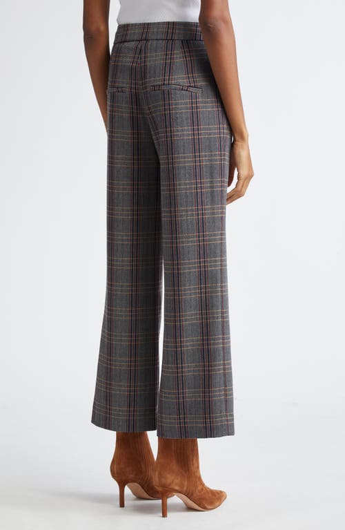 Veronica Beard Brixton Plaid Wide Leg Ankle Pants In Ink Multi