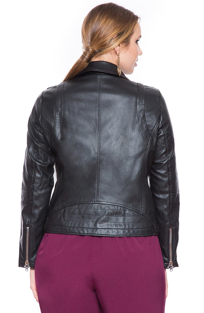 ELOQUII Faux Leather Moto Jacket, Alternate, color, 