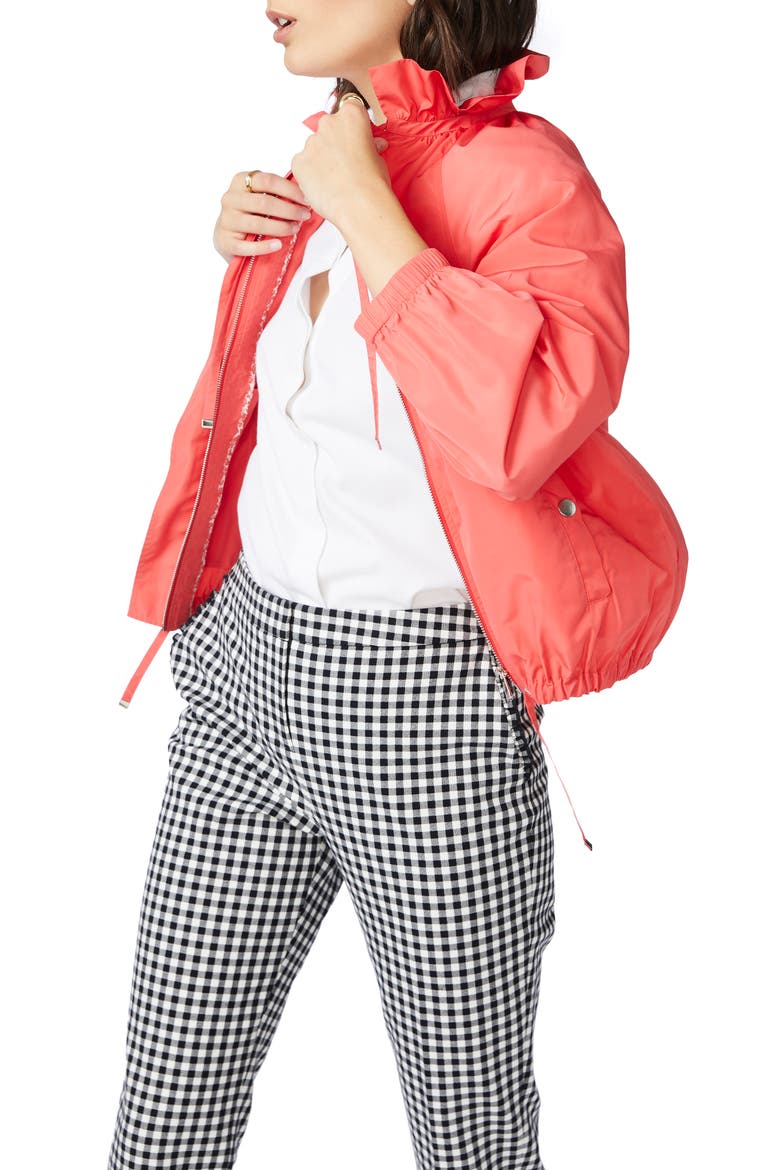 Ruffle Neck Jacket, Alternate, color, BRIGHT POPPY