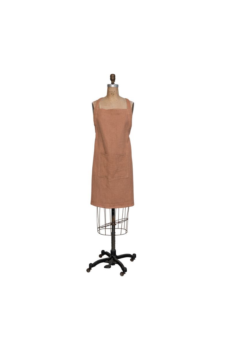 Storied Home Woven Linen and Cotton Kitchen and Dining Waffle Apron with Pocket, Main, color, Terracotta