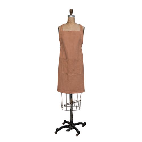 Storied Home Woven Linen And Cotton Kitchen And Dining Waffle Apron With Pocket In Brown
