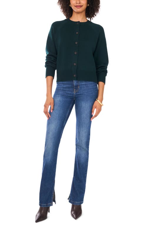 Vince Camuto Raglan Sleeve Crewneck Cardigan In Green