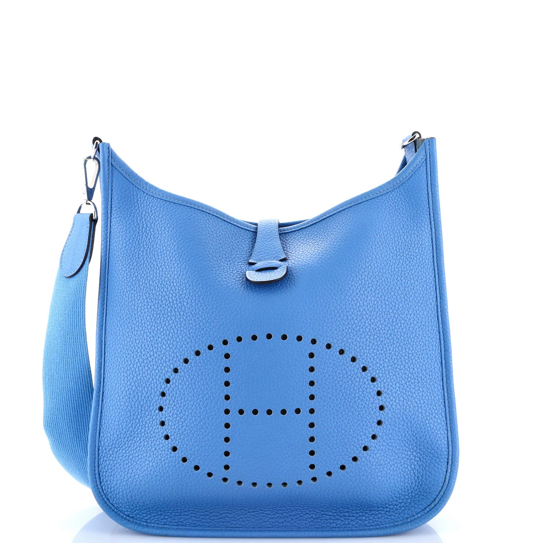Pre-Owned Hermes Evelyne Bag Gen III Clemence PM, Main, color, Bleu Paradis