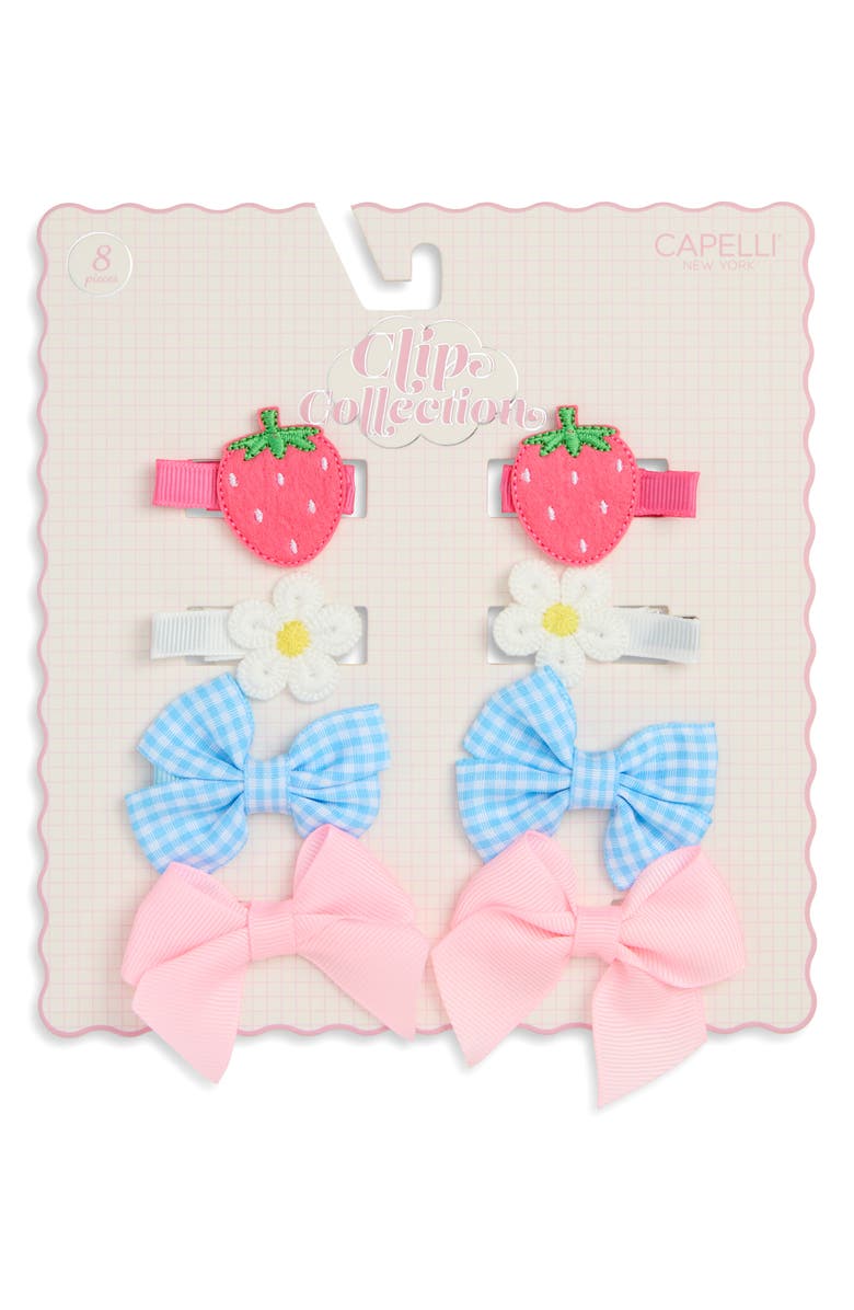 Capelli New York Kids' 8-Pack Assorted Bows & Clips Set, Main, color, Pink Combo