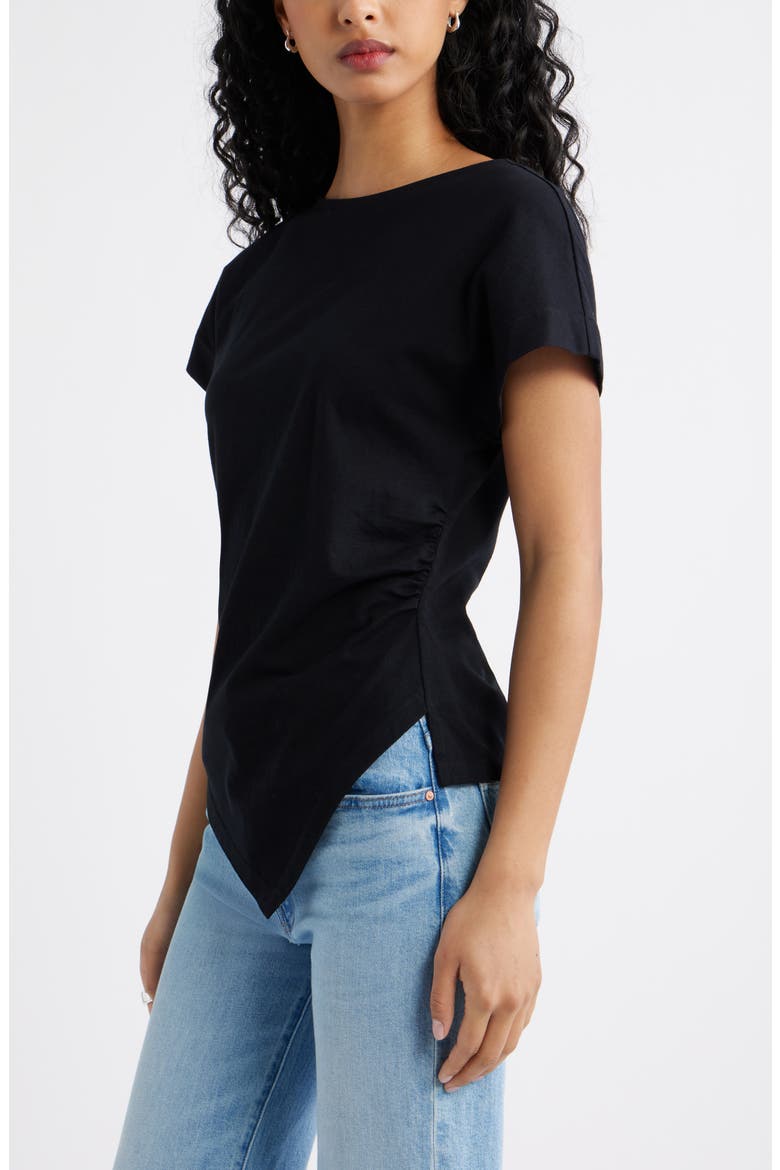 Asymmetric Cotton T-Shirt, Alternate, color, BLACK