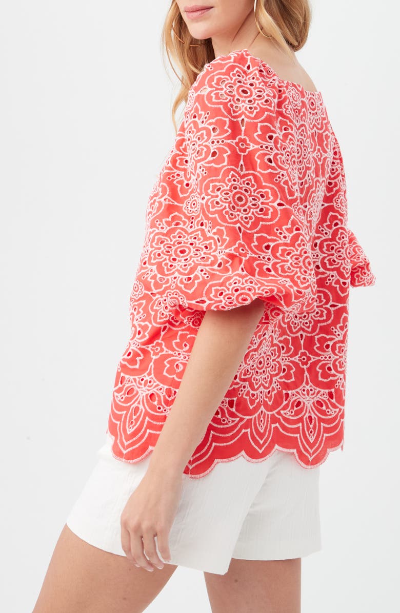 Trina Turk Veil 2 Top, Alternate, color, Capri Coral/ Whitewash