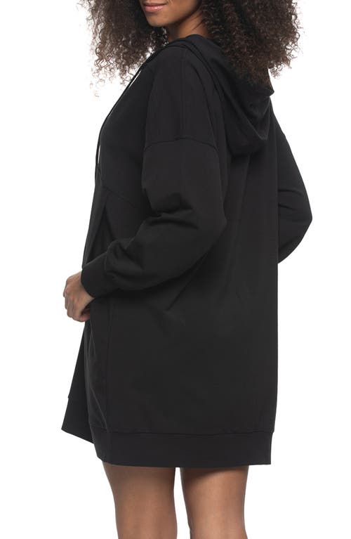 Felina Kimora Long Sleeve Sweatshirt Lounge Dress In Black