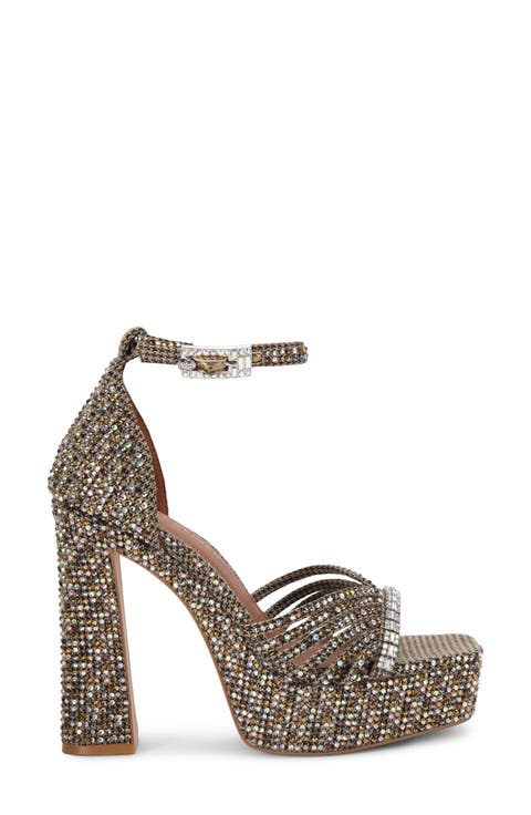 Crystal Ankle Strap Platform Sandal (Women)