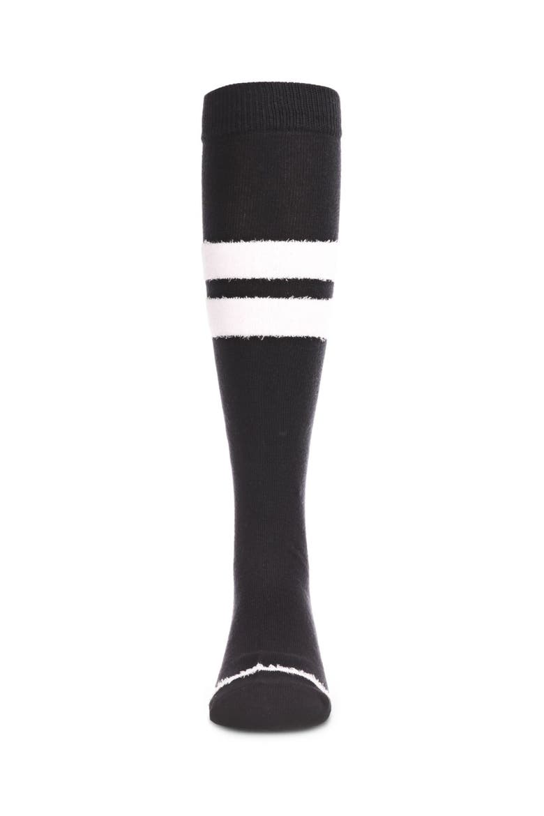 Fuzzy Stripe Knee High Socks, Alternate, color, Black