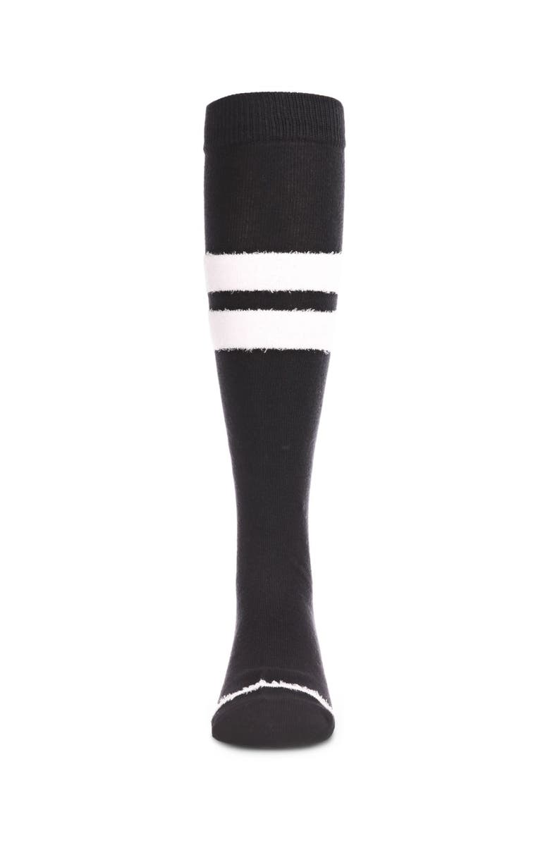 MeMoi Fuzzy Stripe Knee High Socks, Alternate, color, Black