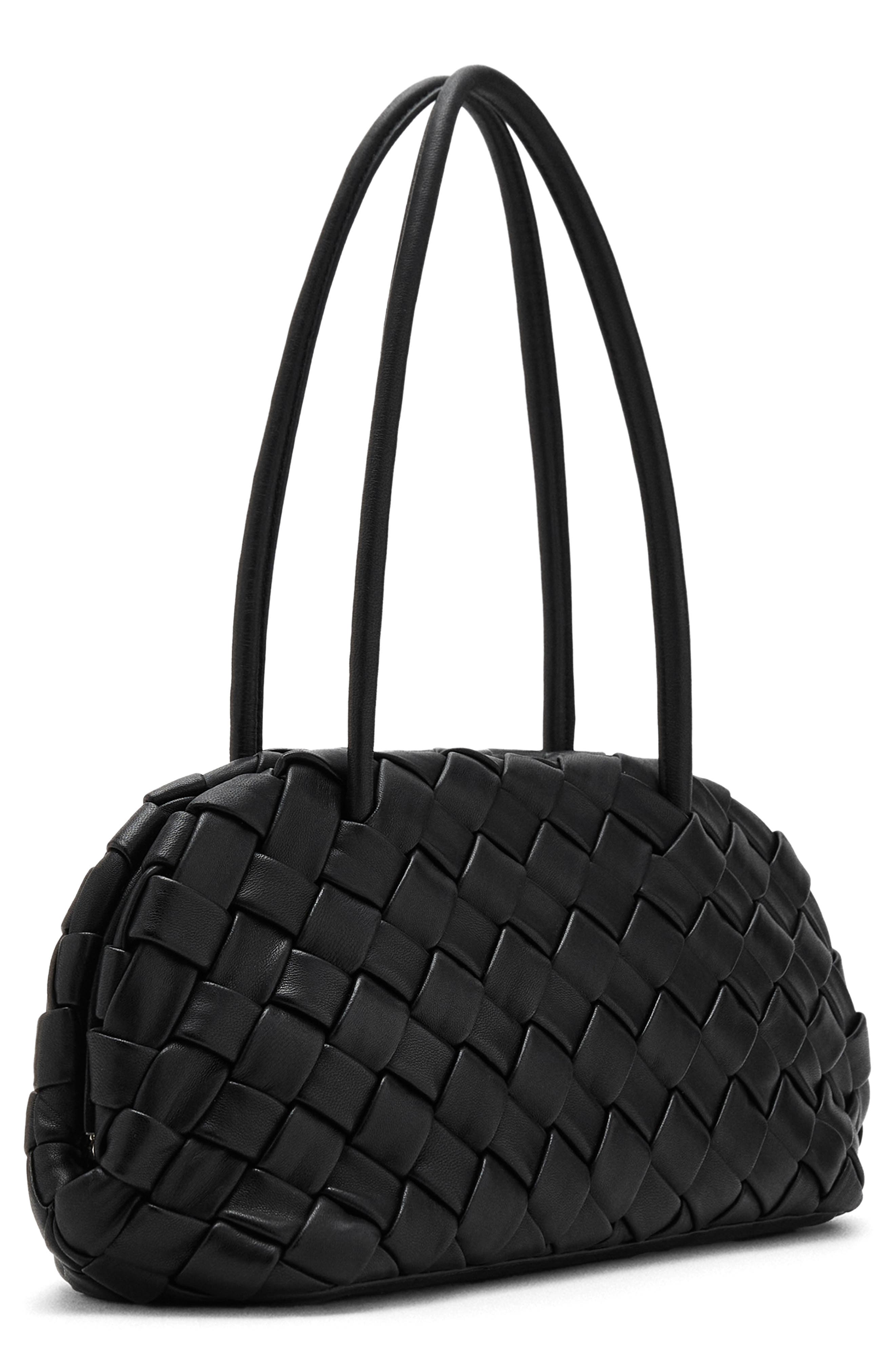 MANGO Braided Leather Shoulder Bag, Alternate, color, 