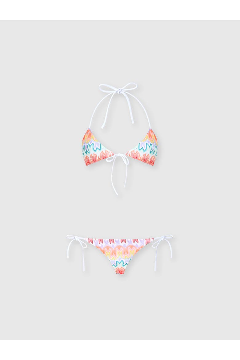 Triangle Bikini In Viscose With Floral Motif, Main, color, Pink Multi