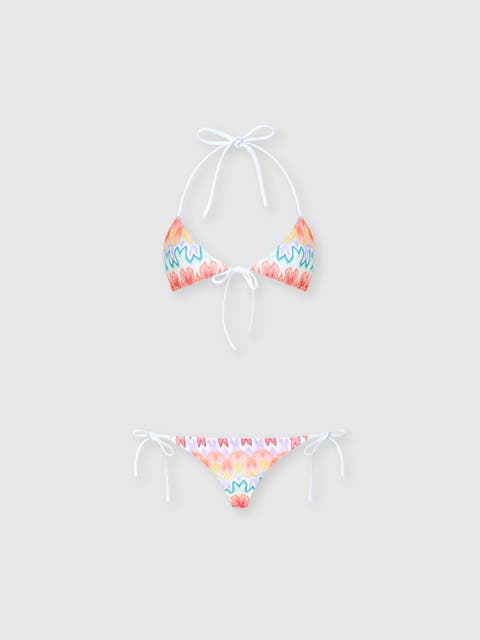 Triangle Bikini In Viscose With Floral Motif