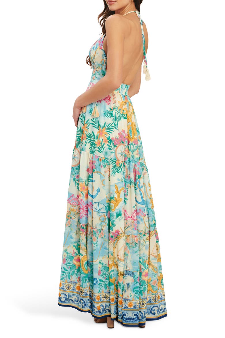 Print Halter Maxi Dress, Alternate, color, IVORY MULTI