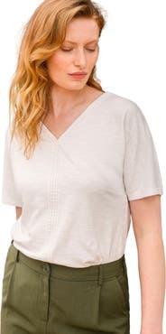 Celtic & Co. Slub Jersey V-Neck Trim Top