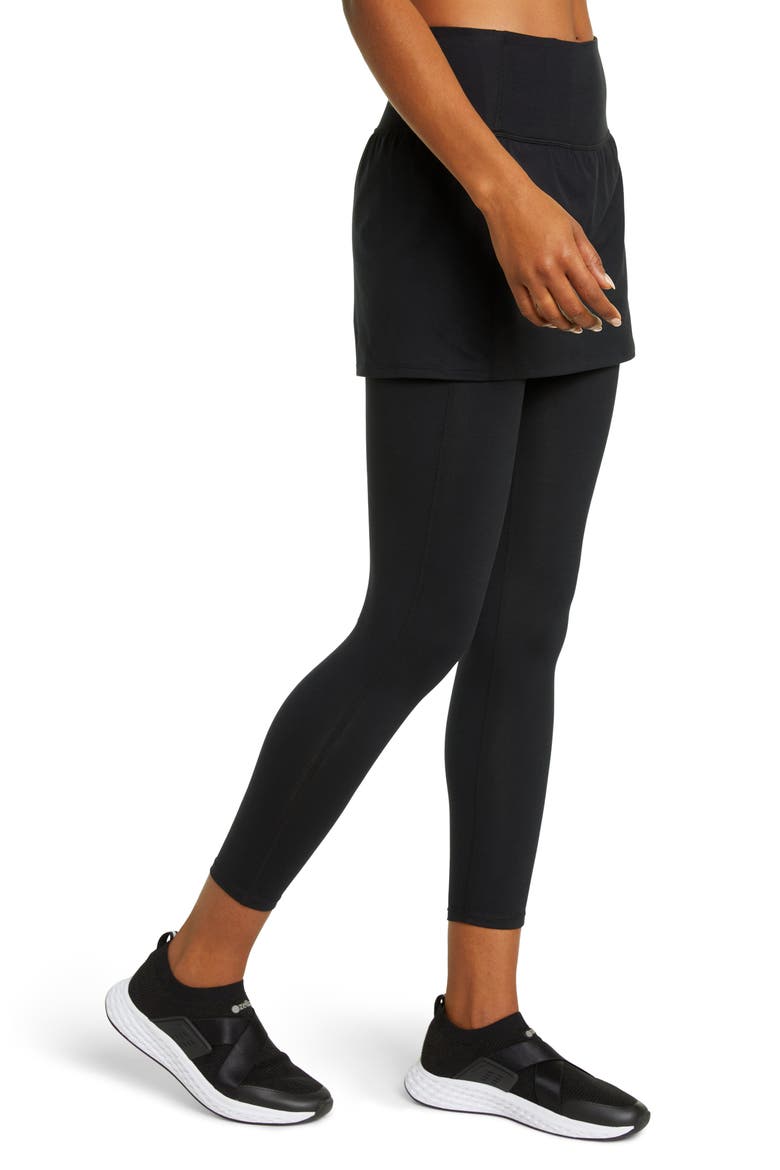 Live In High Waist Skirted Leggings, Alternate, color, BLACK