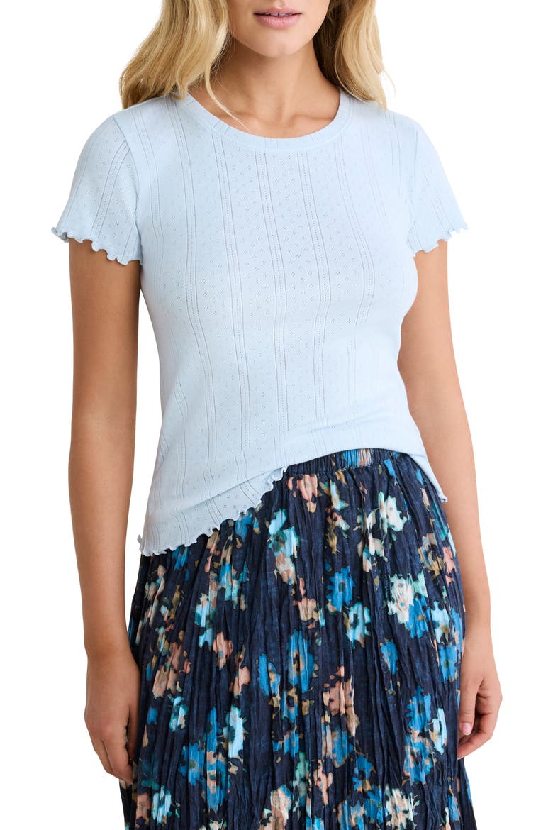 Georgia Pointelle Rib T-Shirt, Main, color, CRYSTAL