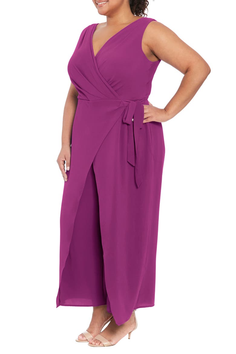 Sleeveless Faux Wrap Jumpsuit, Alternate, color, PLUM CASPIA