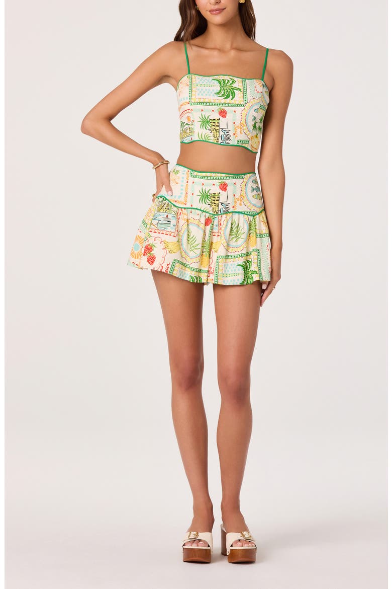 Heidi Mixed Print Crop Top, Alternate, color, GREEN YELLOW FARM