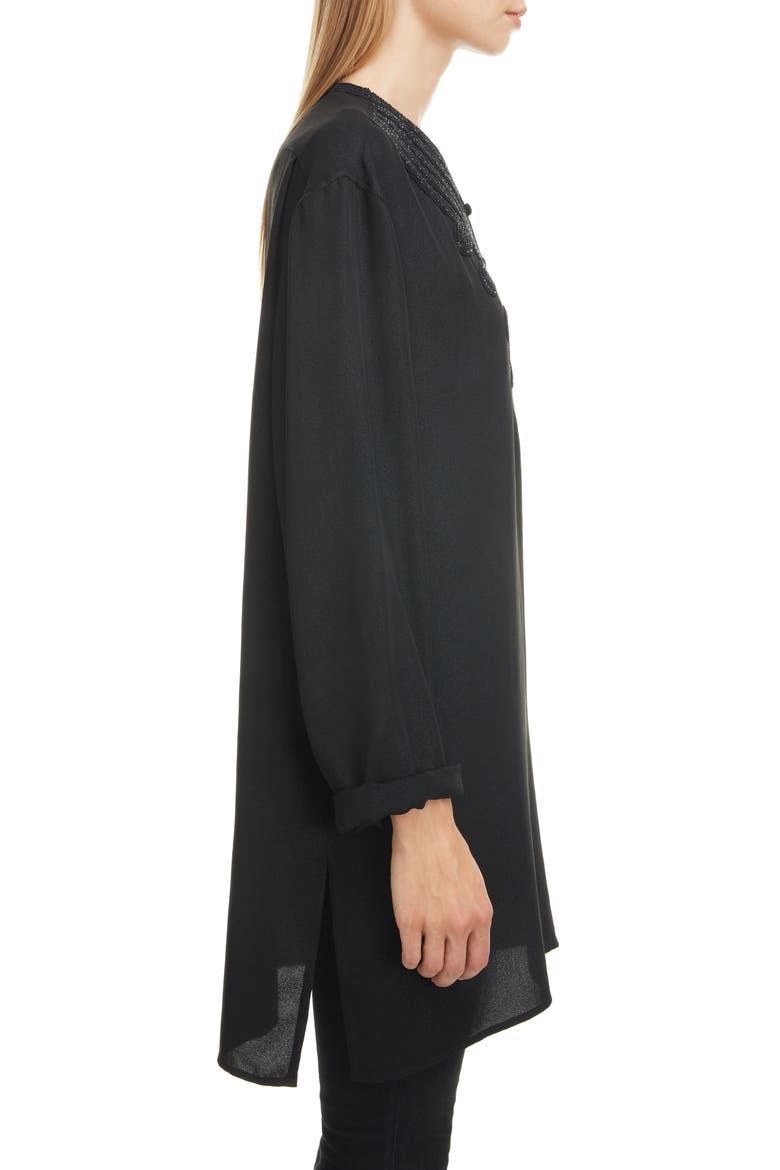 Embroidered Voile Tunic, Alternate, color, NOIR