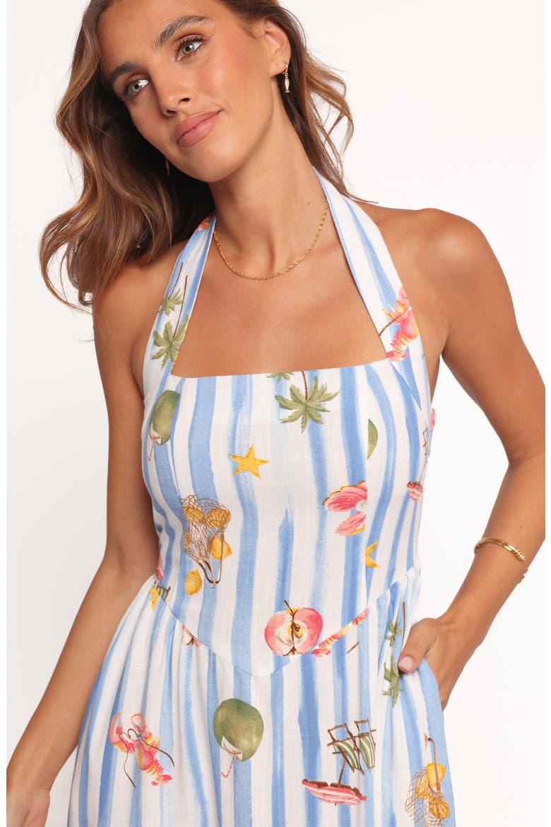 Kiera Print Halter Maxi Dress, Alternate, color, ESME