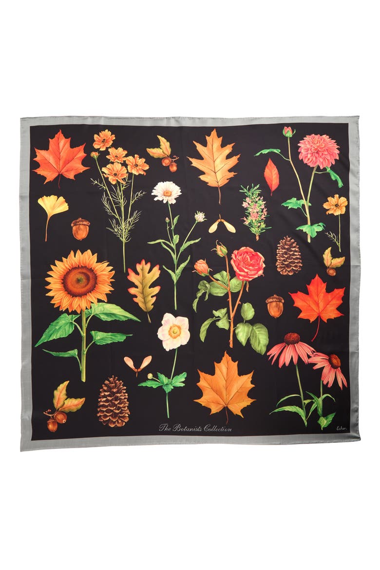 The Botanists Collection Silk Scarf, Alternate, color, BLACK