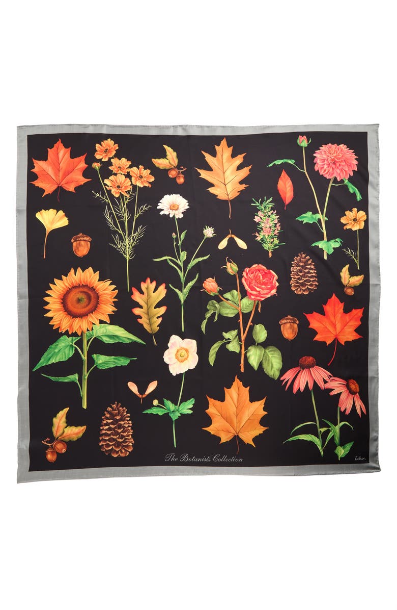 Echo The Botanists Collection Silk Scarf, Alternate, color, Black