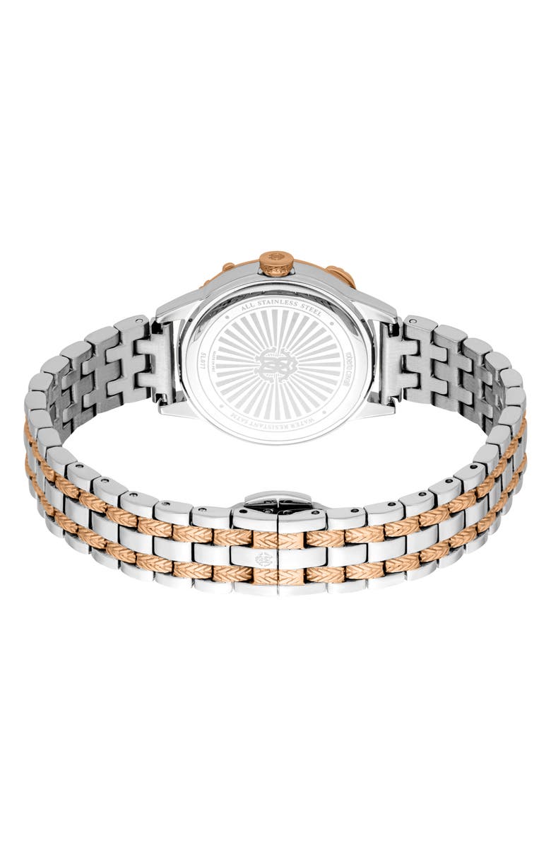 Roberto Cavalli Two-Tone Crystal Bracelet Watch, 30mm, Alternate, color, Two Tone Silver And Rose Gold