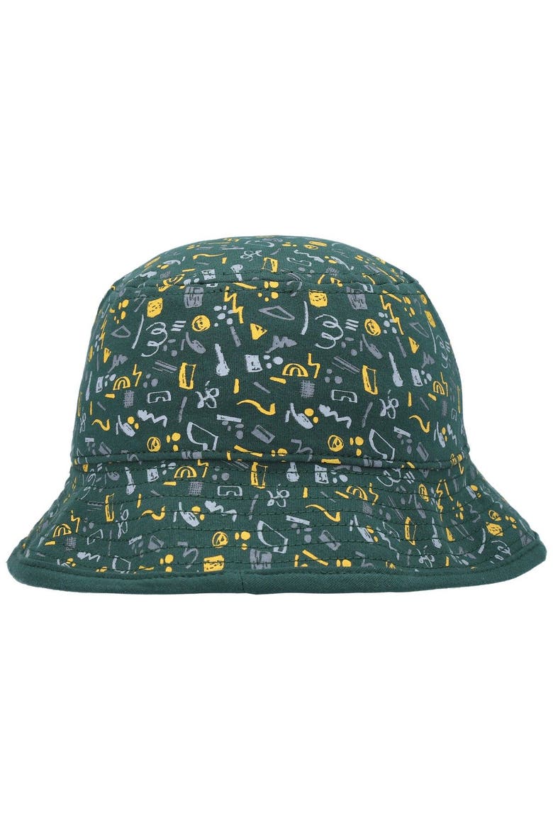 Youth New Era Green Oakland Athletics Pattern Bucket Hat, Alternate, color, Green