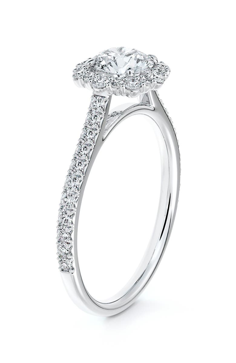De Beers Forevermark Center of My Universe<sup>®</sup> Floral Halo Engagement Ring with Diamond Band, Alternate, color, 
