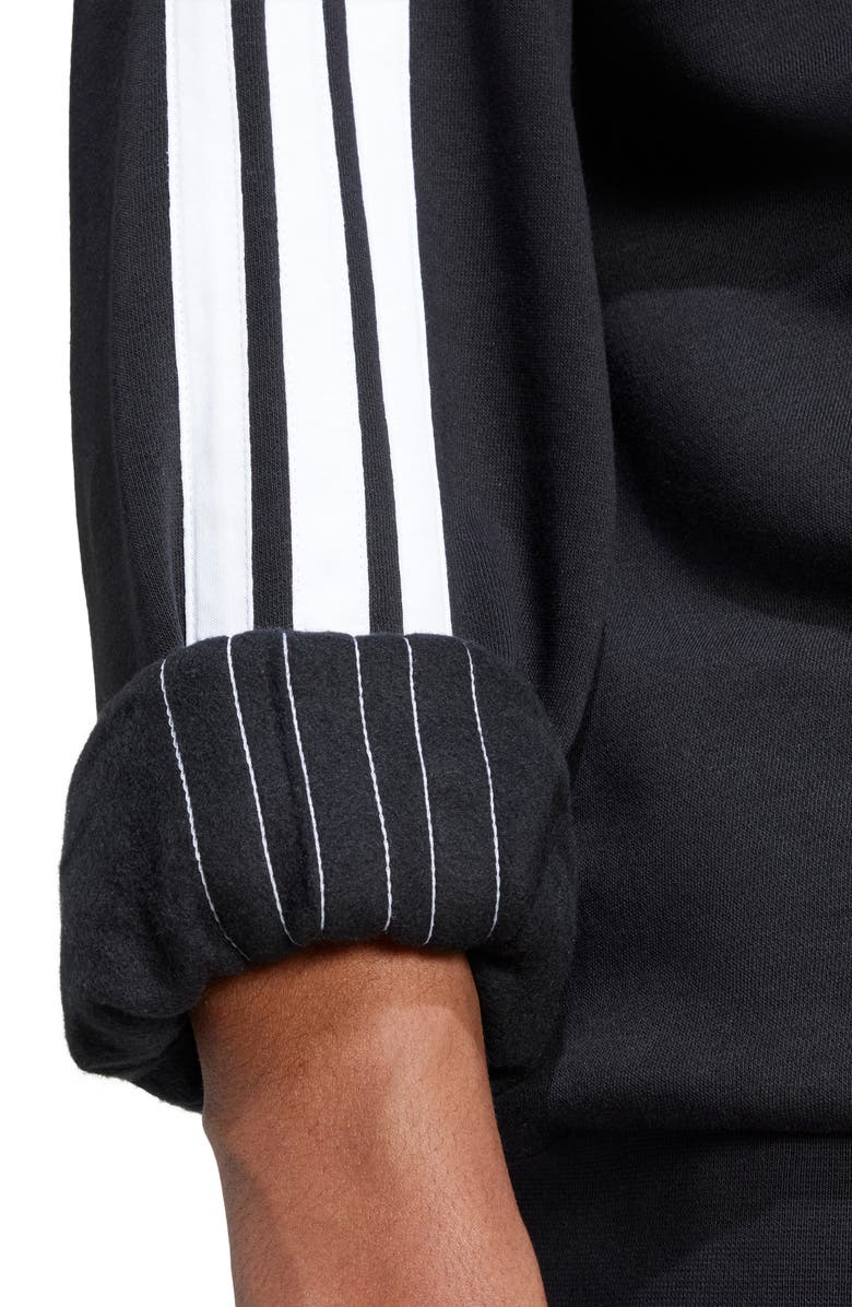 adidas Essential 3-Stripes Fleece Pullover, Alternate, color, Black/ White