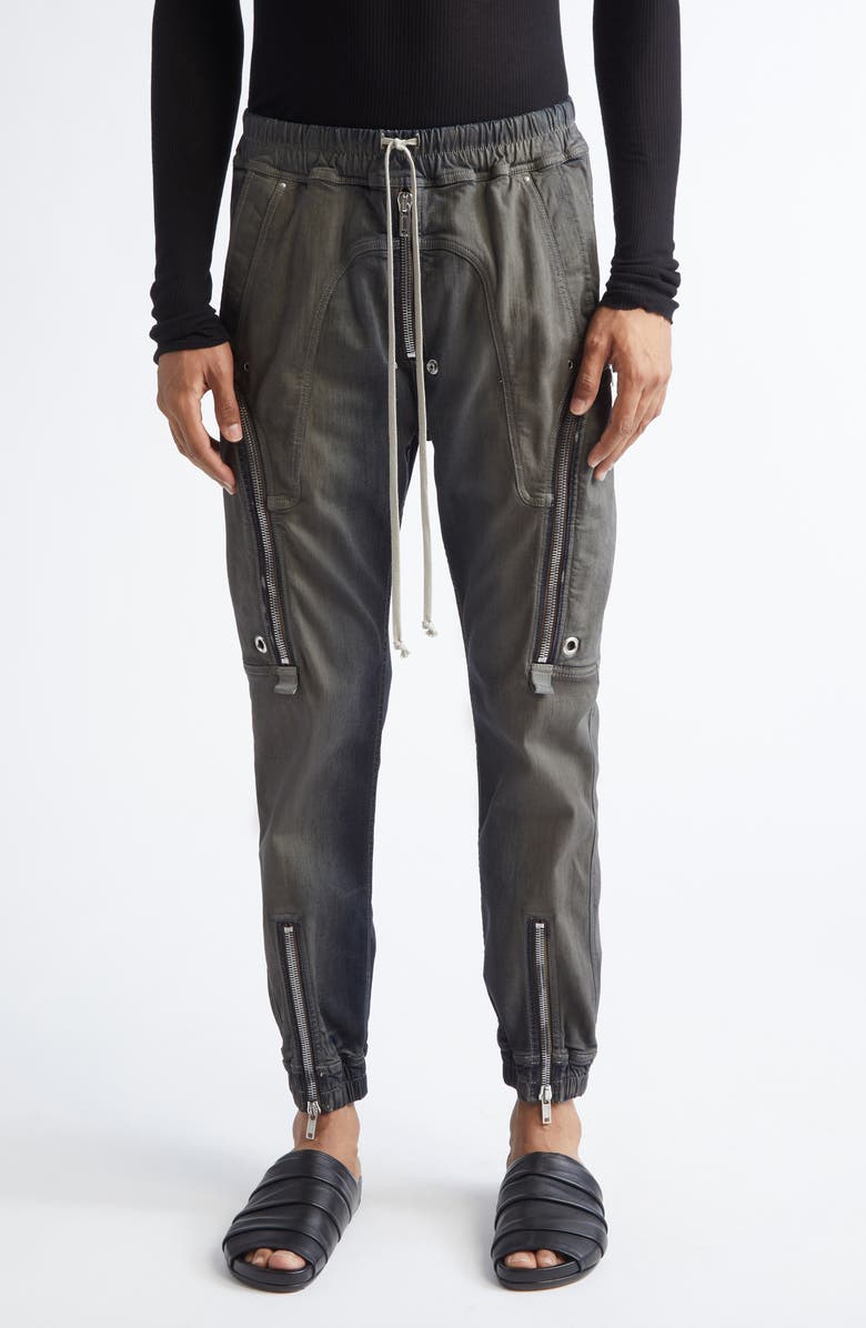 Rick Owens Bauhaus Denim Cargo Joggers, Main, color, Dark Dust Degrade