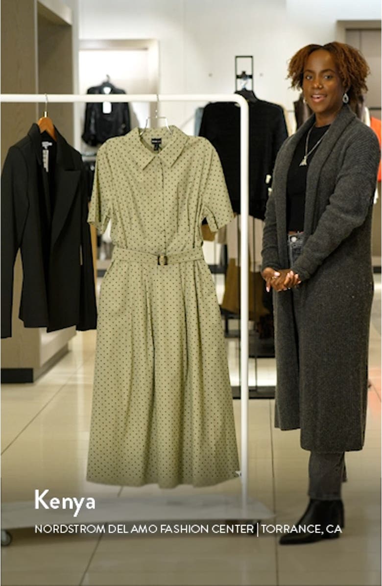 Polka Dot Belted Cotton Shirtdress, sales video thumbnail