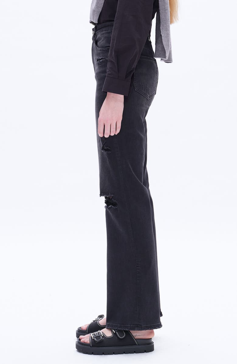 Bayeas High Waist Distressed Flare Jeans, Alternate, color, Black Rock